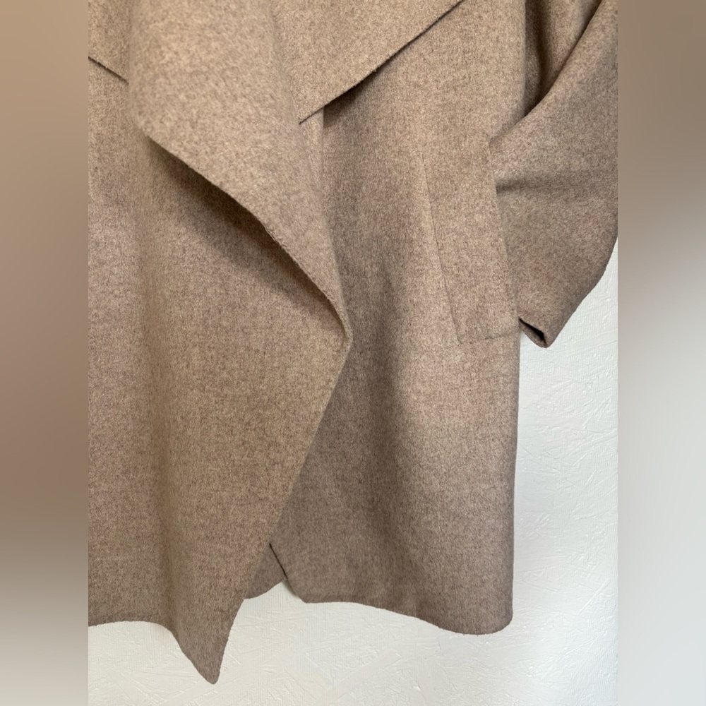 Zara Ecru Beige Wool Blend Open Draped Oversized Layering Cardigan Blanket Coat - Picture 8 of 15